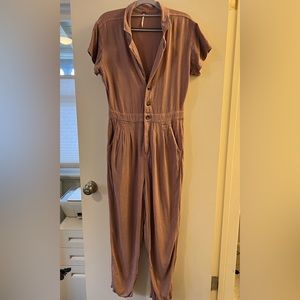 Free People Mauve Short Sleeve Jumpsuit (Rare)